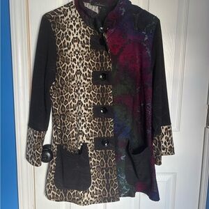 CALE Women's Leopard and Multicolor Blazer